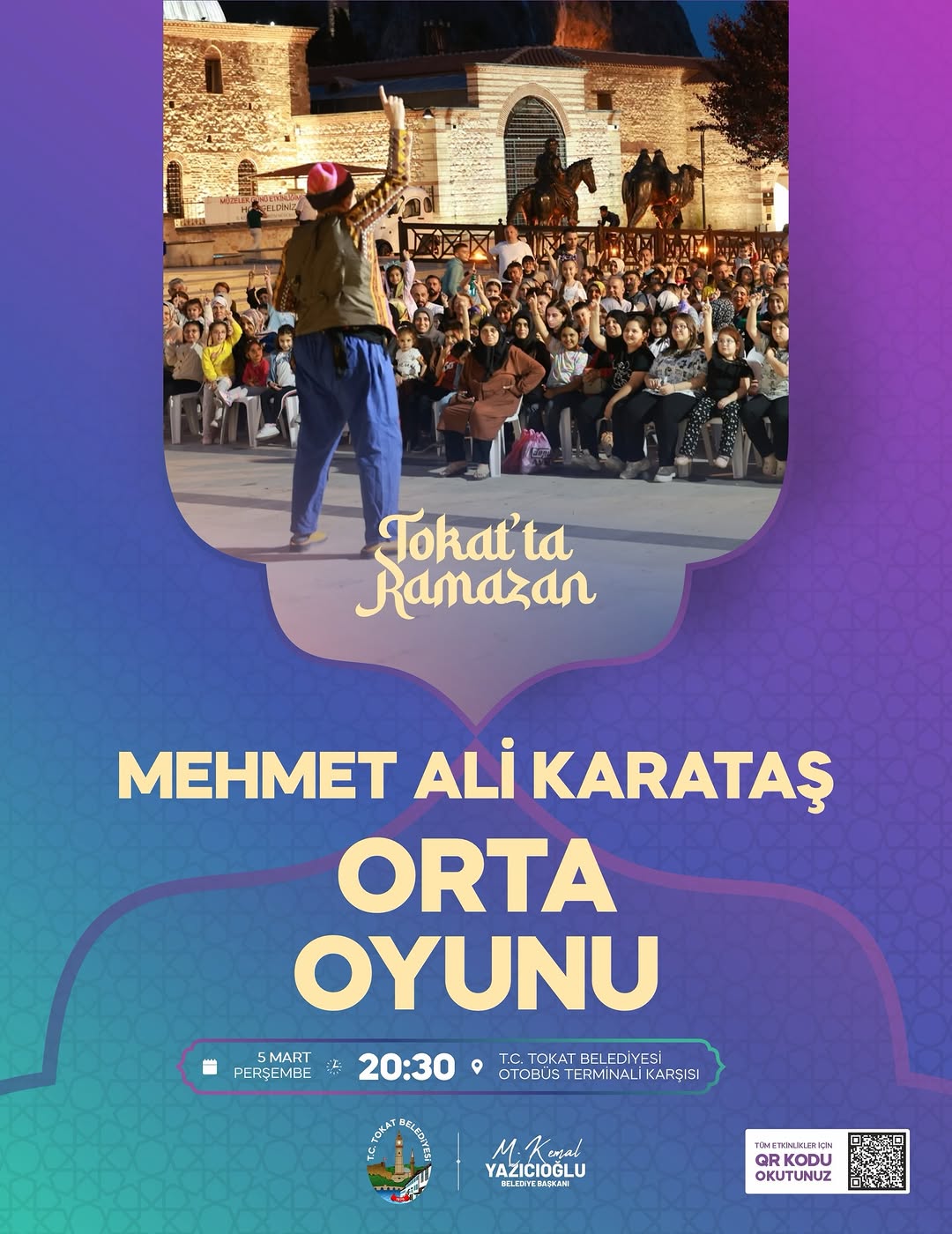 Tokat Belediyesi'nden Ramazan Etkinliği: Mehmet Ali Karataş ile Orta Oyunu Gösterisi