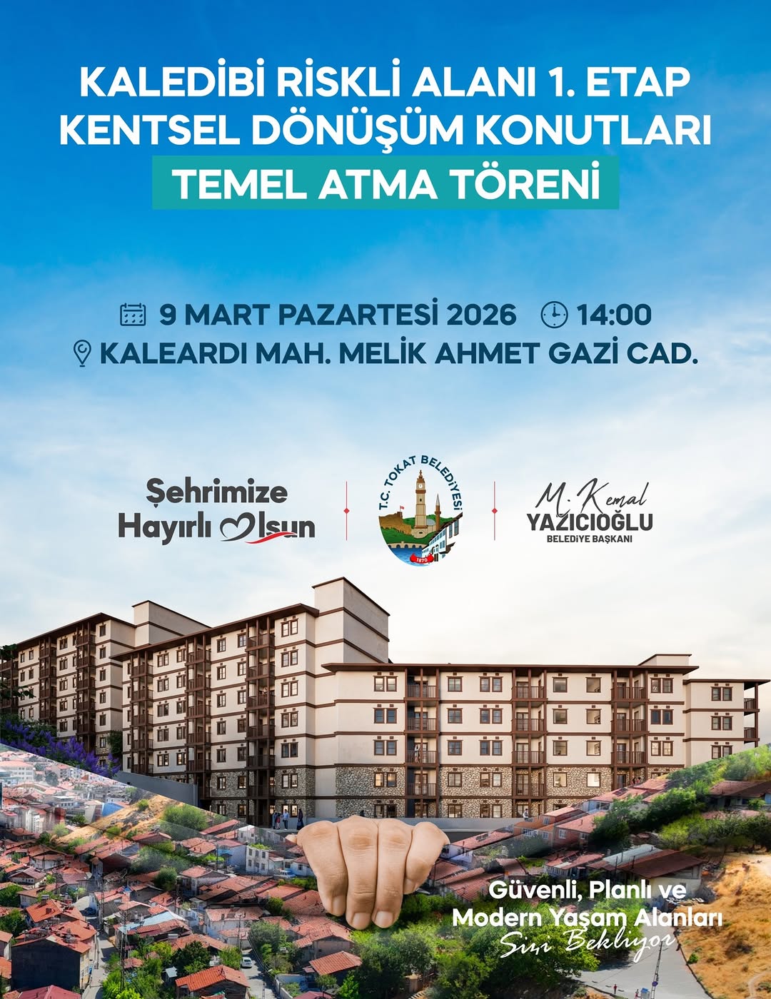 Tokat Belediyesi'nden Kentsel Dönüşüm Müjdesi: Temel Atma Töreni