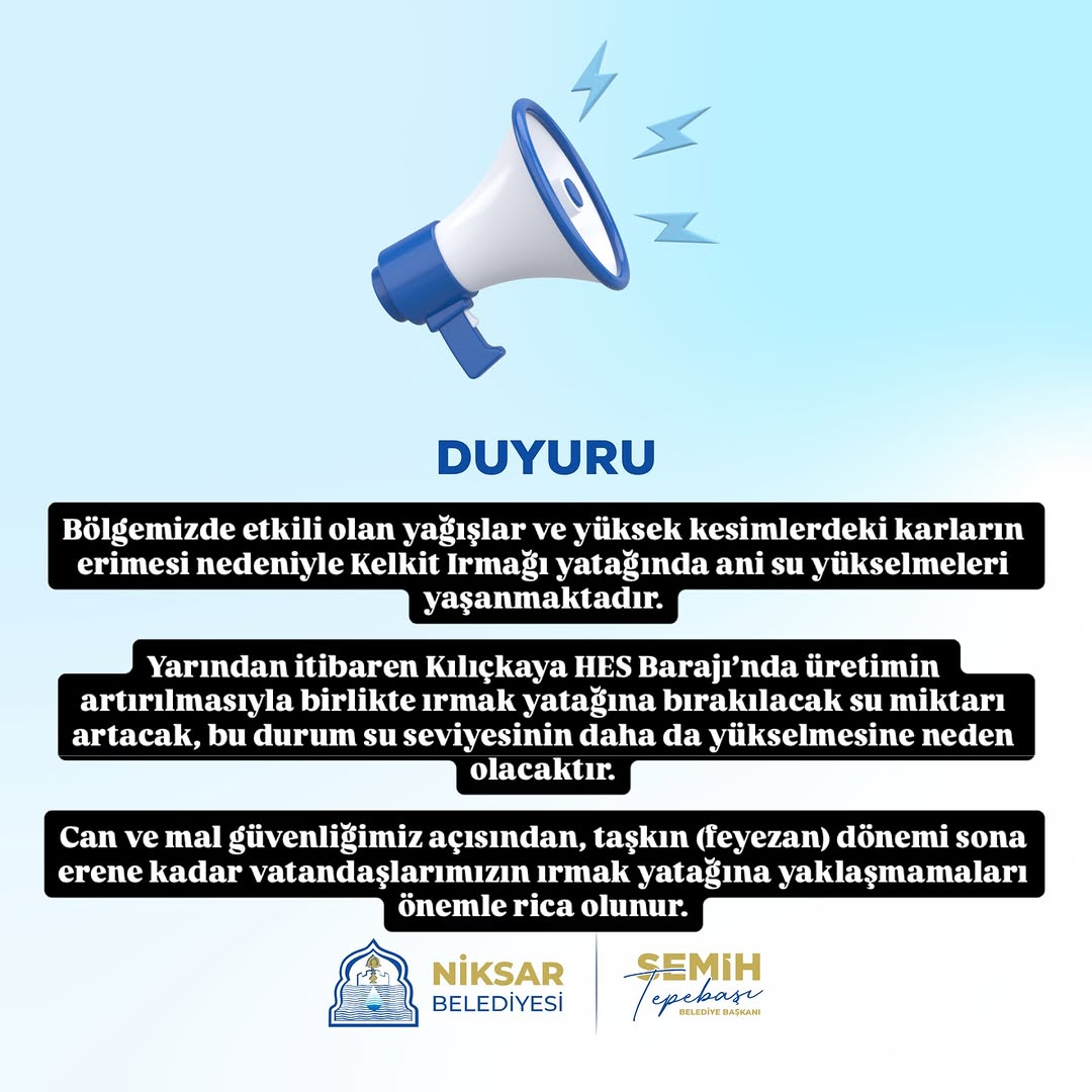 Kelkit Irmağı'nda Su Seviyesi Yükseliyor: Kılıçkaya HES Barajı Etkisi