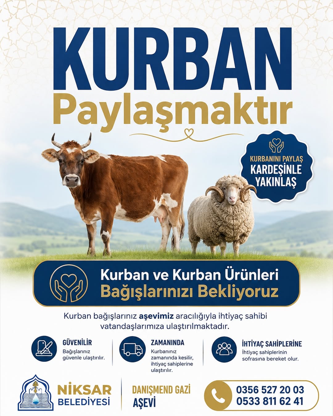 Niksar Belediyesi'nden Kurban Bağışı Çağrısı: Paylaşmanın Mutluluğuna Ortak Olun