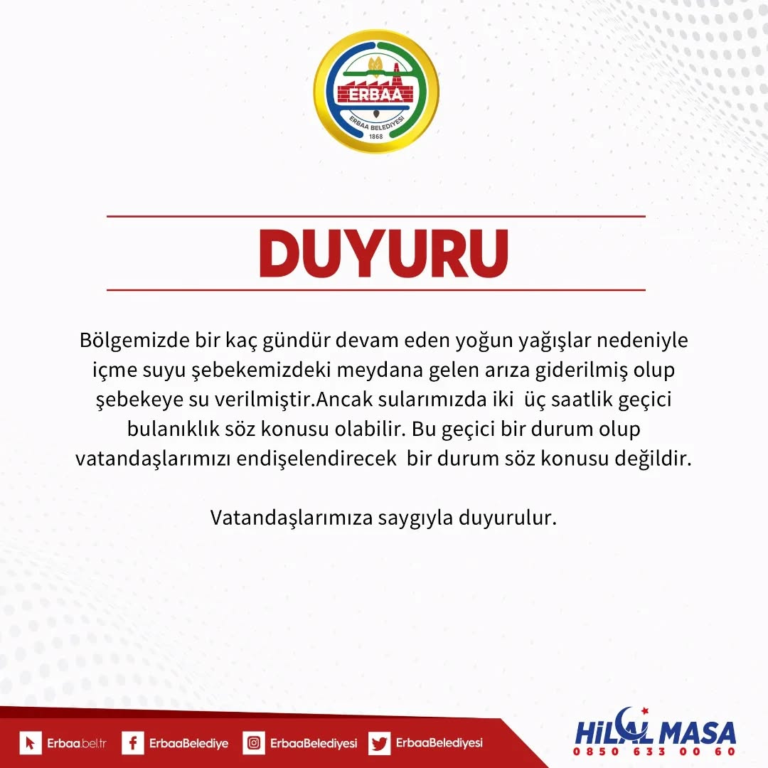 Bölgede Yağışlar Nedeniyle Oluşan İçme Suyu Şebekesi Arızası Giderildi