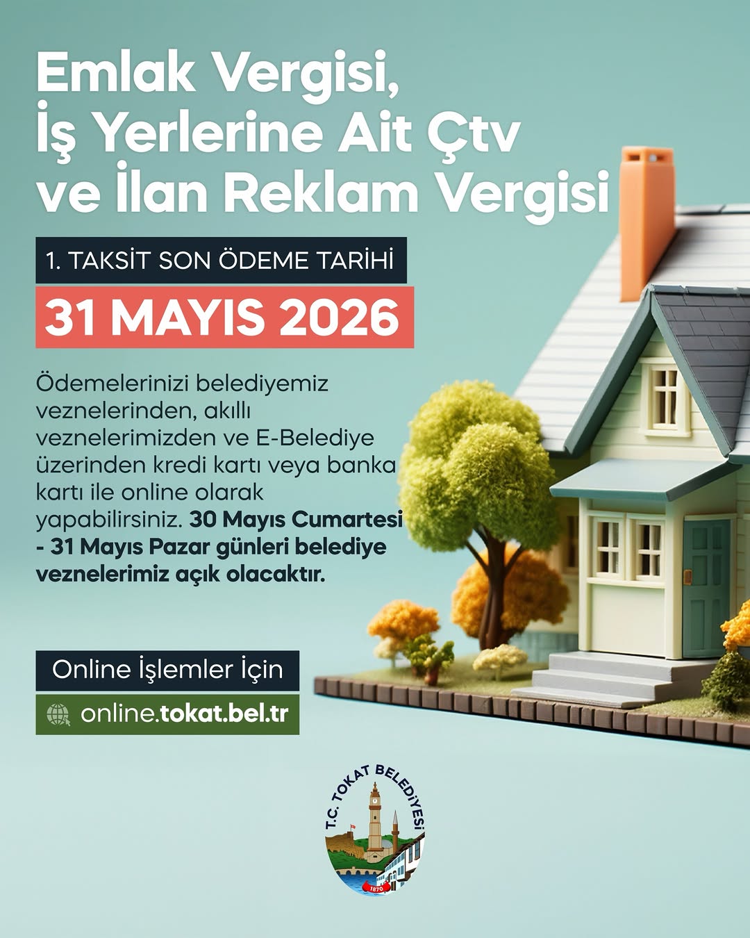 Tokat Belediyesi'nden Önemli Hatırlatma: Vergi Ödemeleri için Son Tarih 31 Mayıs!
