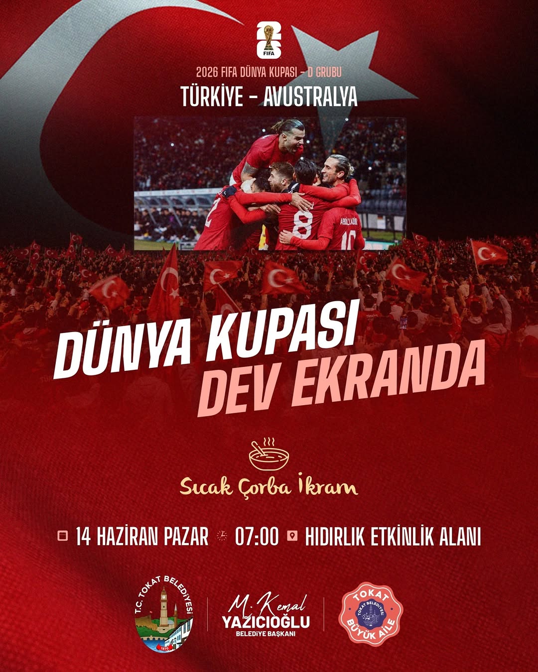 Tokat Belediyesi'nden Dünya Kupası İzleme Etkinliği