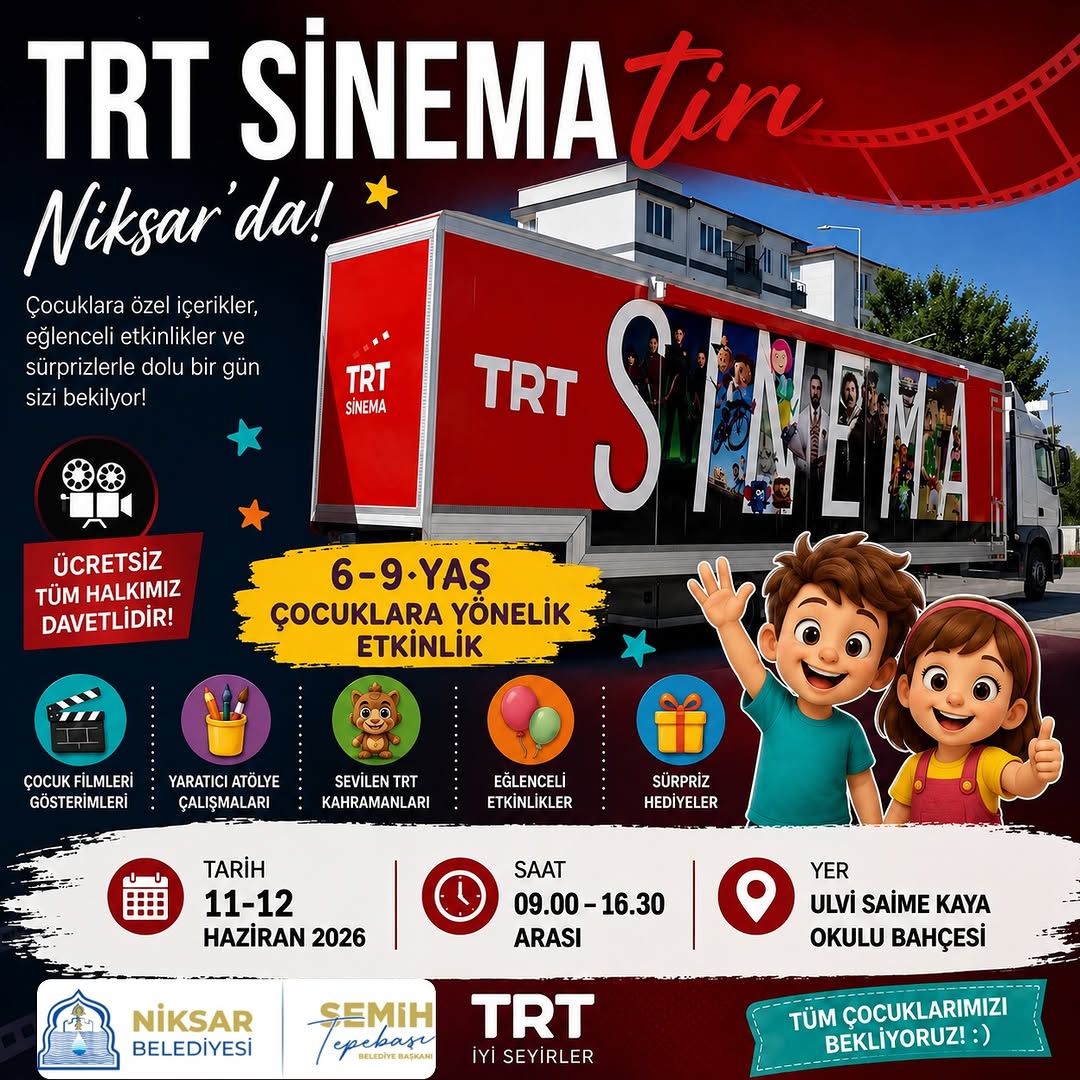 TRT Sinema Tırı Niksar’da! Çocuklar İçin Eğlenceli Etkinlik