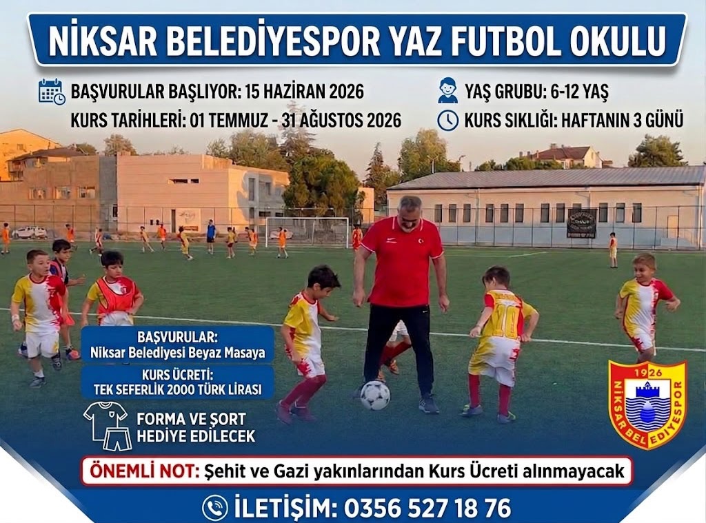 Niksar Belediyespor Yaz Futbol Okulu Kayıtları Başlıyor!