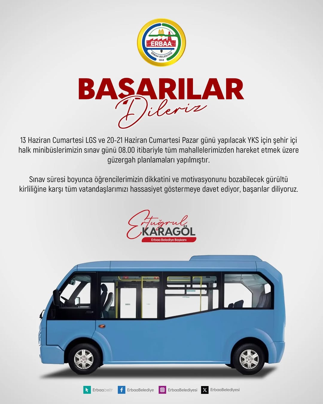 LGS ve YKS Sınavları İçin Şehir İçi Dolmuş Güzergahlarında Düzenlemeler Yapıldı