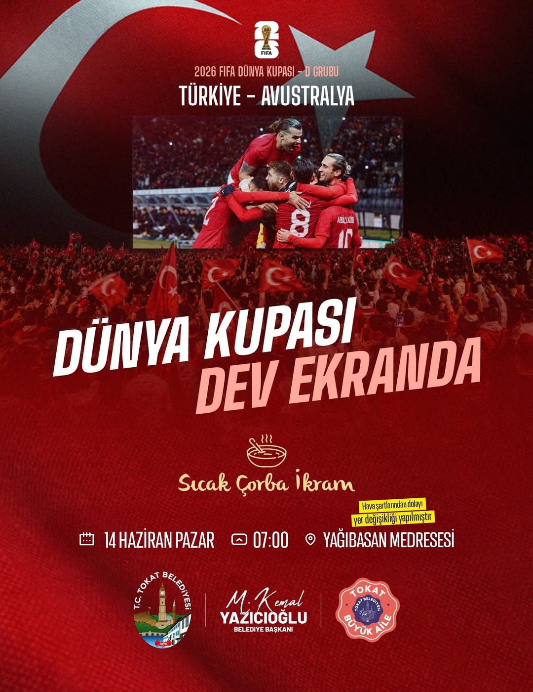 Tokat Belediyesi'nden Duyuru: 2026 Dünya Kupası İzleme Etkinliği!