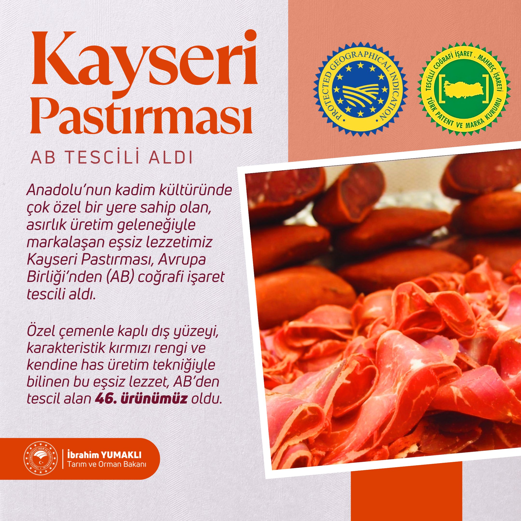 Kayseri Pastırması Avrupa'da Tescillendi