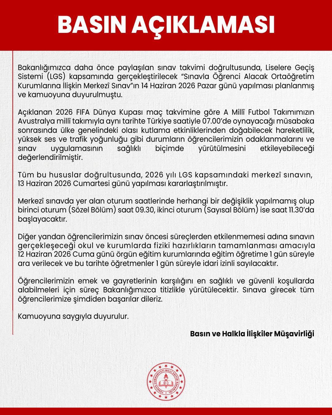 LGS Sınav Tarihi Açıklandı