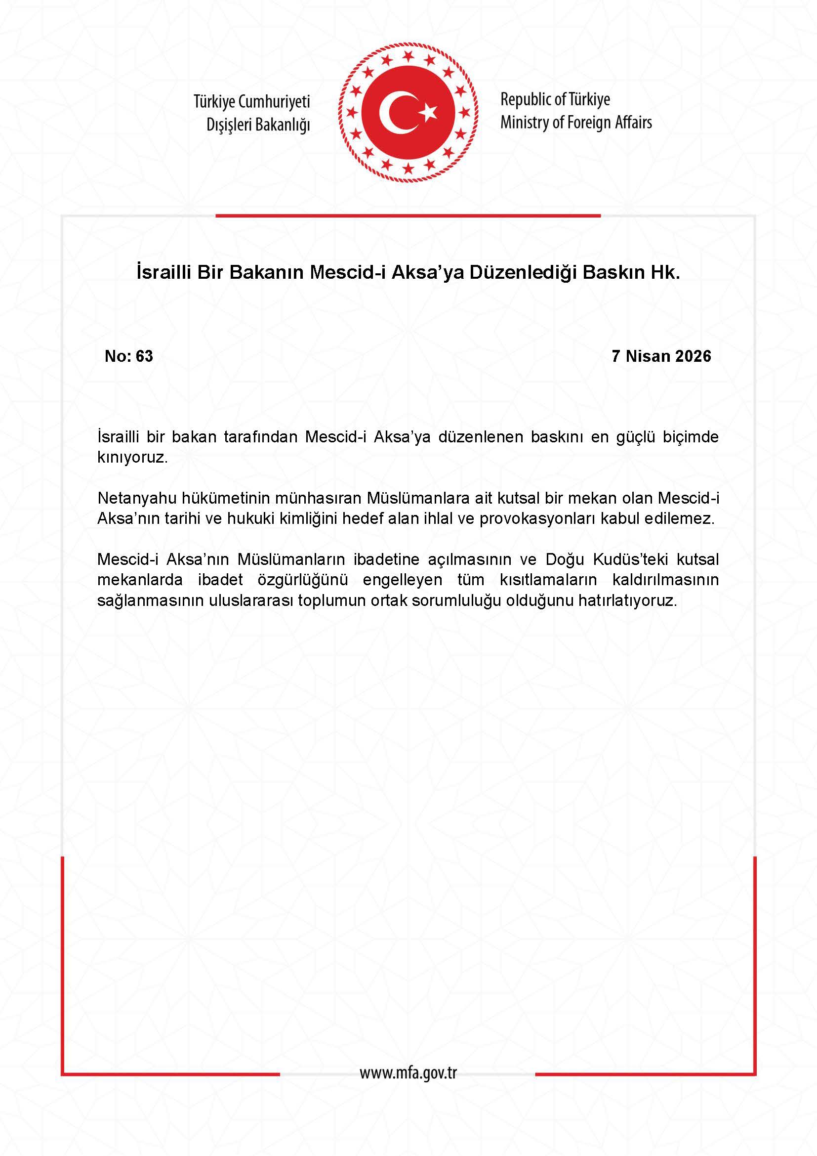 İsrailli Bakan Mescid-i Aksa'ya Baskın Düzenledi