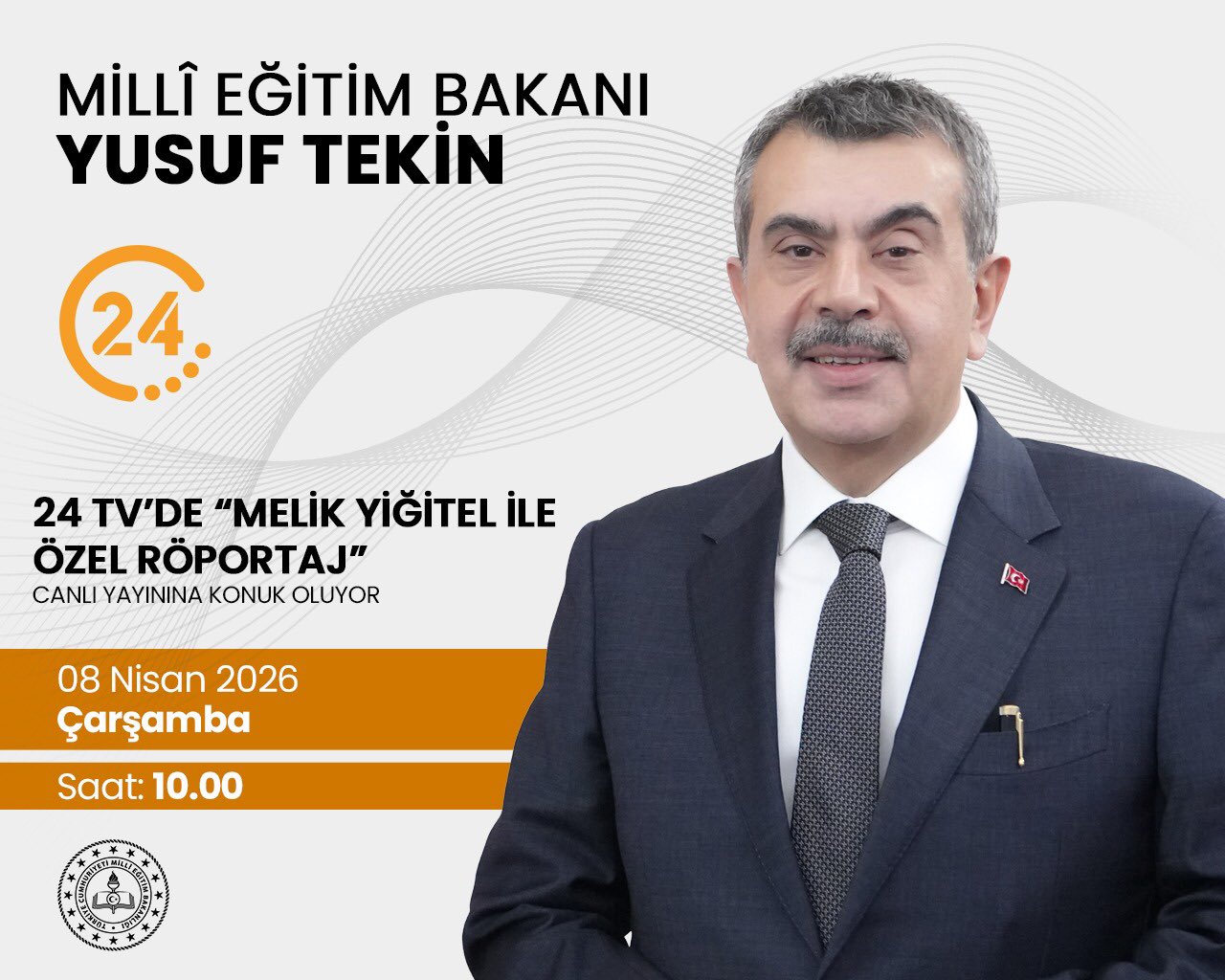 Milli Eğitim Bakanı Tekin, Kanal 24'te canlı yayında