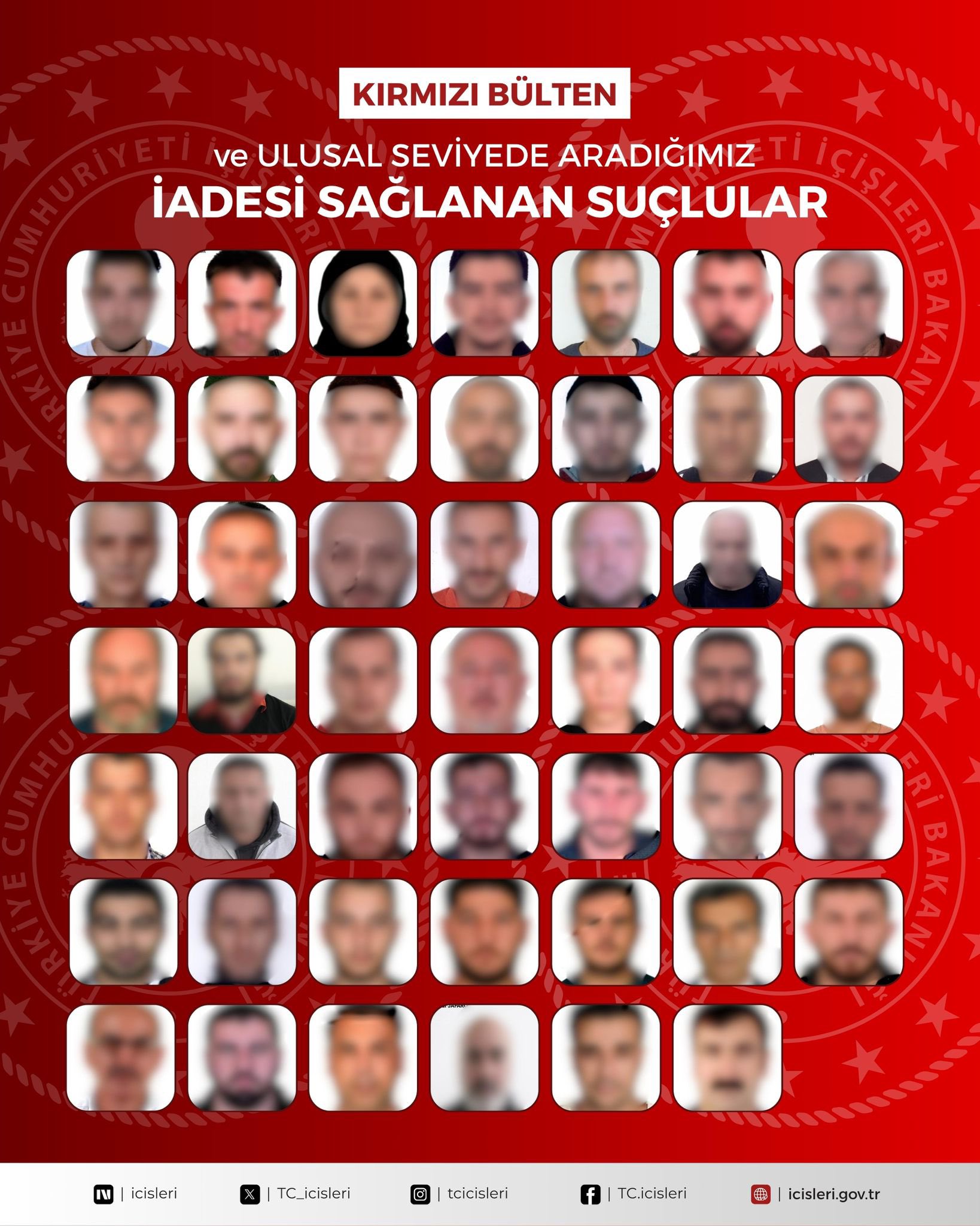 48 suçlu, uluslararası işbirliğiyle ülkeye getirildi