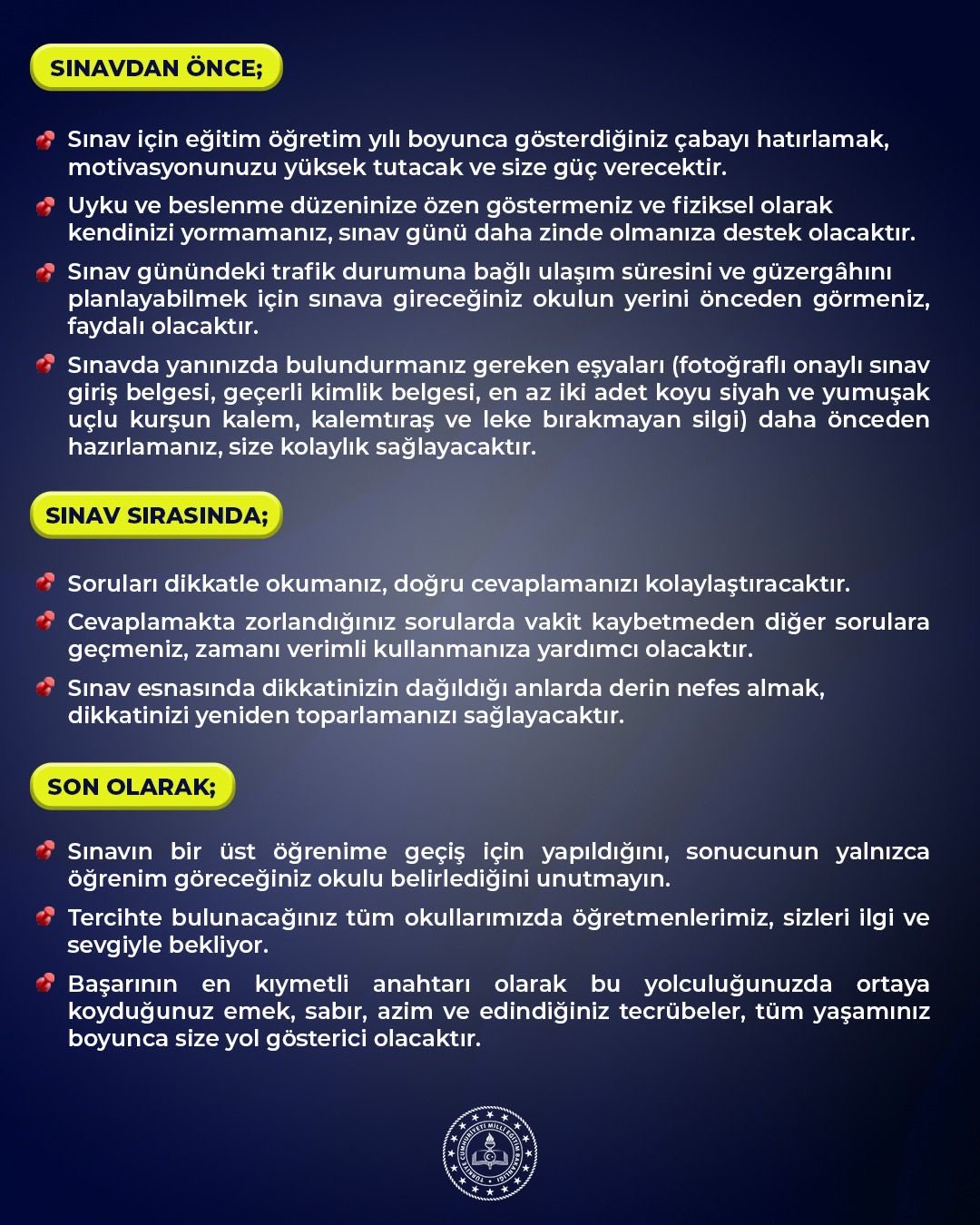 Öğrencilere ilham veren mesaj yayımlandı