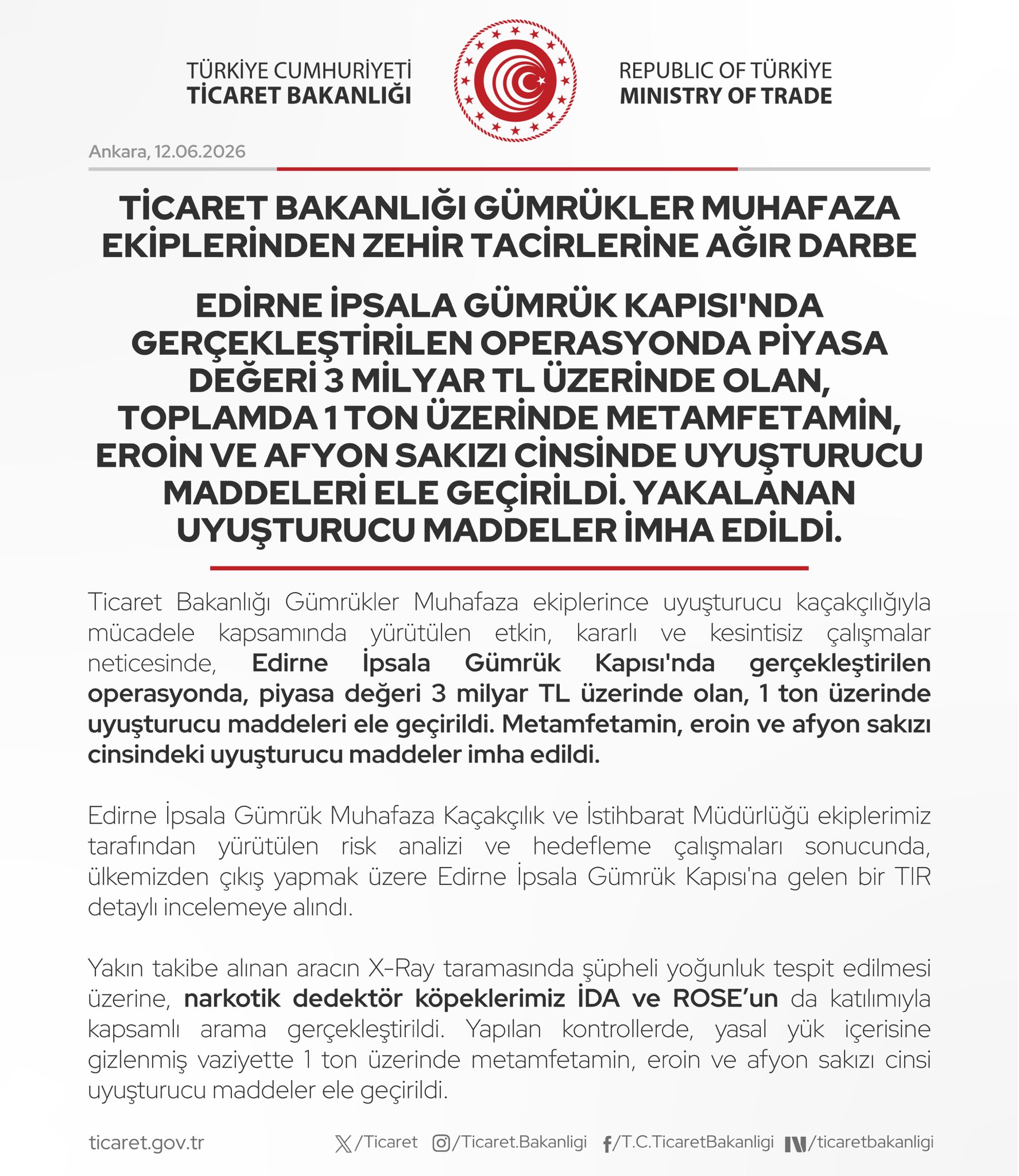 Edirne İpsala Sınır Kapısı'nda Uyuşturucu Operasyonu