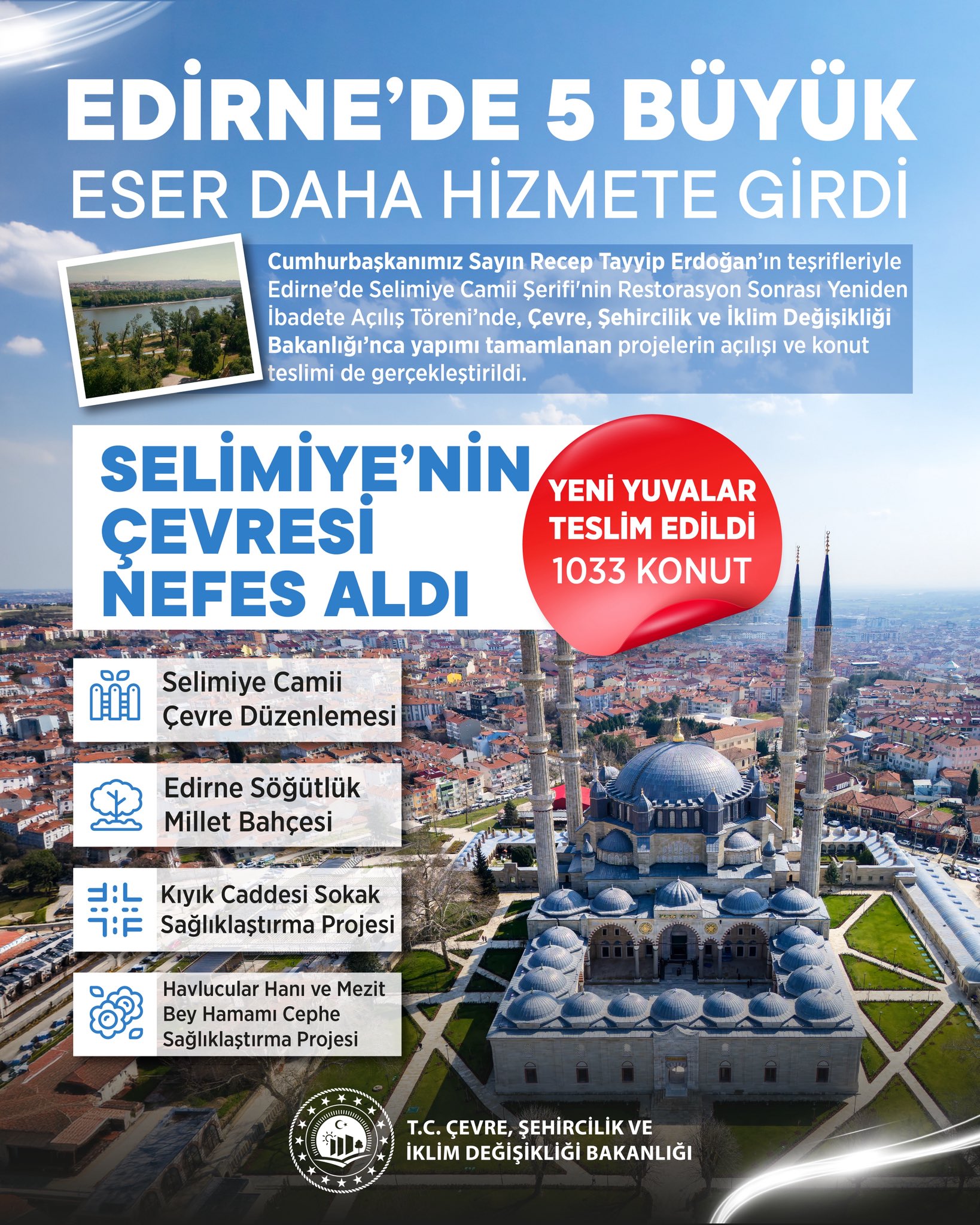 Edirne'de yeni eserlerin açılışı yapıldı